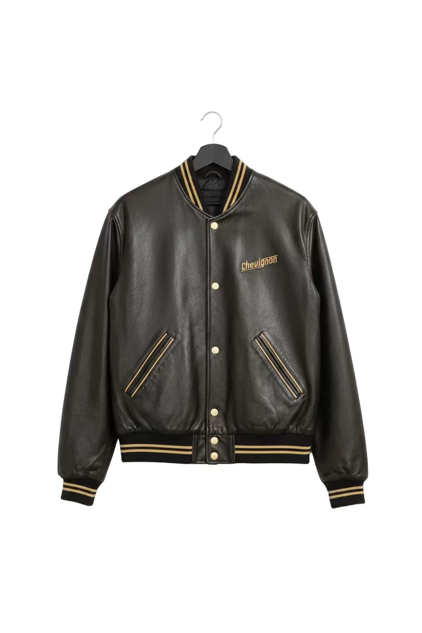 Chevignon Leder Collegejacke – Vintage Bomber aus Echtleder