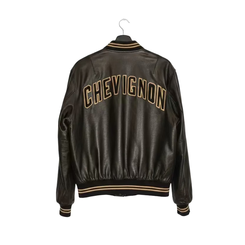Chevignon Leder Collegejacke – Vintage Bomber aus Echtleder