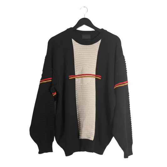 Carlo Colucci Vintage Strickpullover Schwarz/Weiß