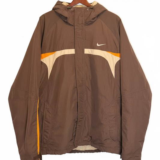 Nike Vintage Winterjacke – Braun/Orange | Y2K Hooded Jacket